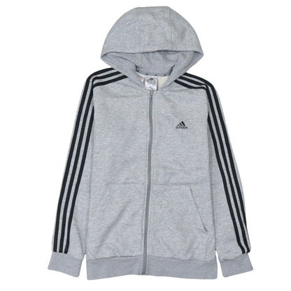 Adidas Boys Grey Full Zip Hoodie 13-14 Years Fleece Sportswear