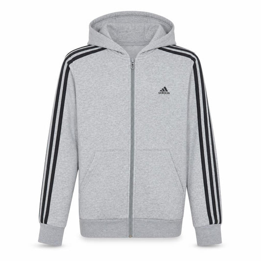 Front view of Adidas boys’ grey full zip hoodie 13-14 years fleece sportswear