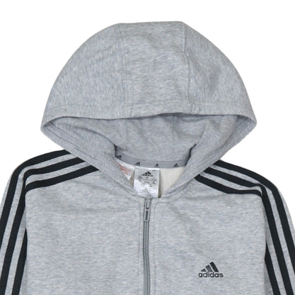 Adidas Boys Grey Full Zip Hoodie 13-14 Years Fleece Sportswear
