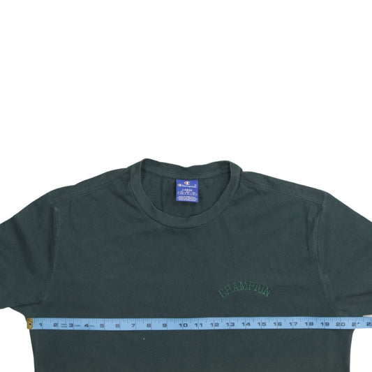Champion Men's Green Embroidered Logo Short Sleeve T-Shirt - Size L