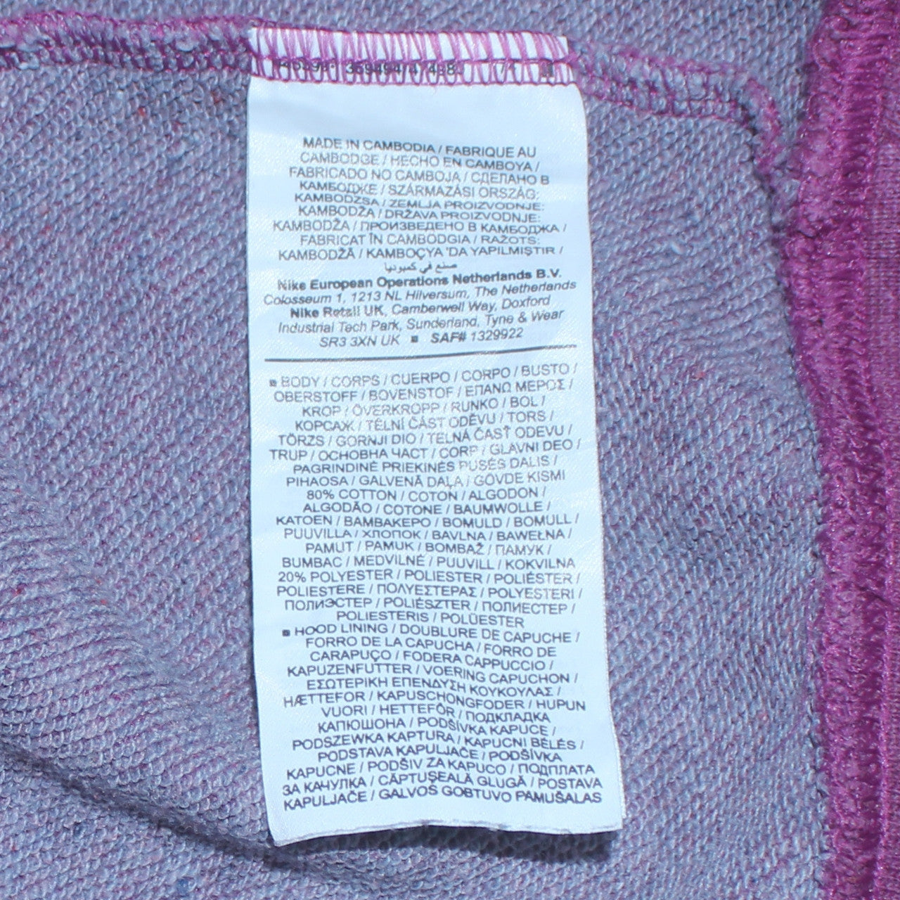 Womens UK Size M Nike Purple Pullover Hoodie