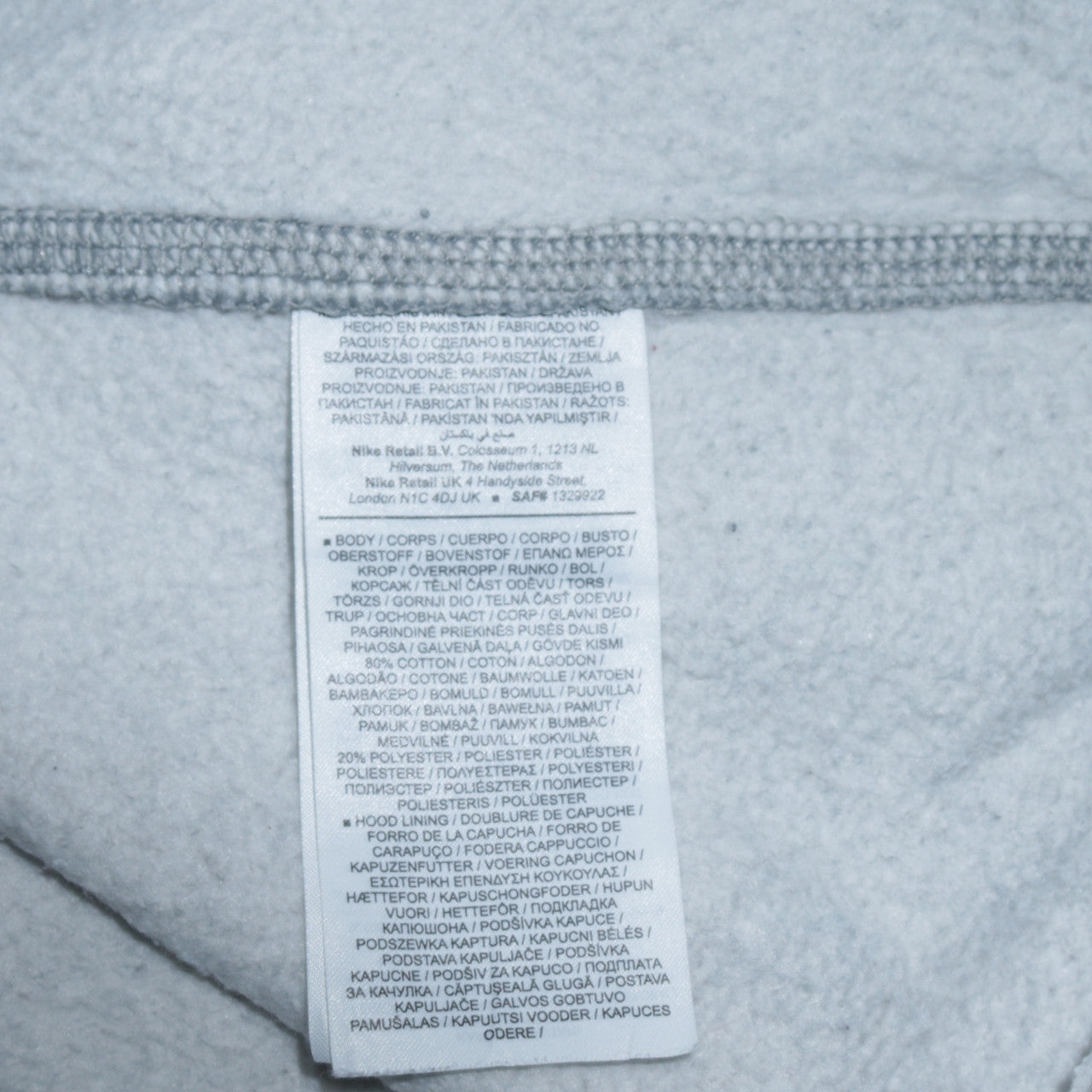 Mens UK Size L Nike Grey Pullover Hoodie