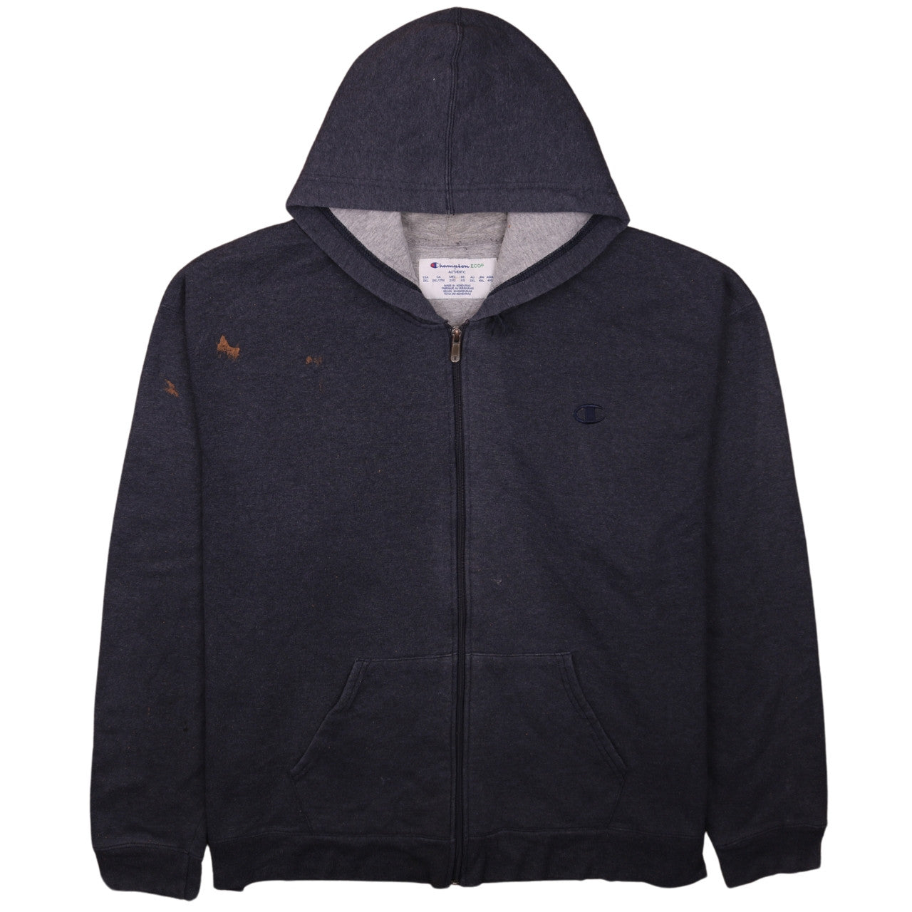 Mens UK Size 2XL Champion Grey Full Zip Hoodie