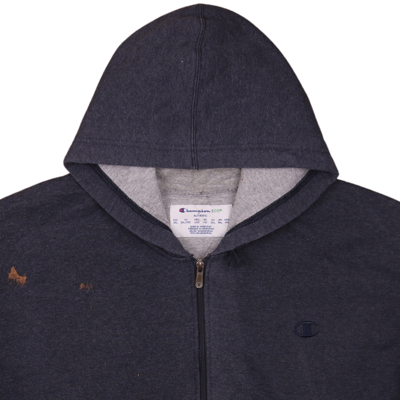 Mens UK Size 2XL Champion Grey Full Zip Hoodie