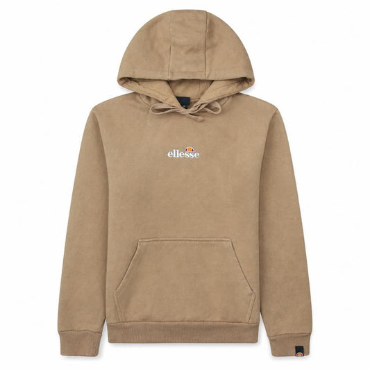 Front view of Ellesse women’s beige pullover hoodie uk 8 cotton blend casual