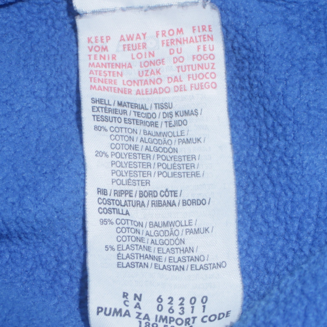 Mens UK Size M PUMA Blue Full Zip Hoodie