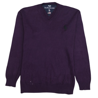 Polo Ralph Lauren Men’s Purple V-Neck Cotton Jumper XL