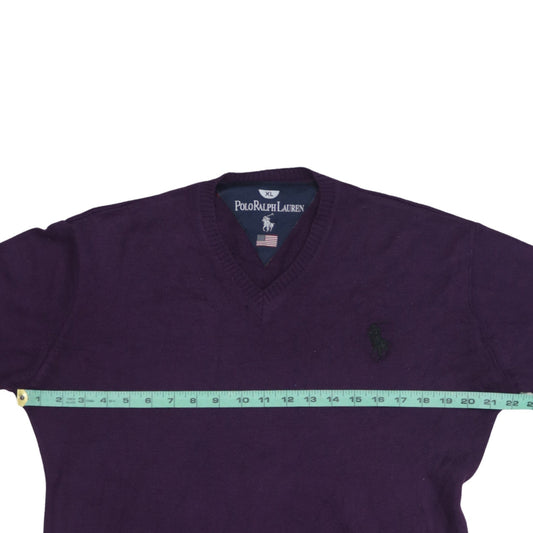 Polo Ralph Lauren Men’s Purple V-Neck Cotton Jumper XL