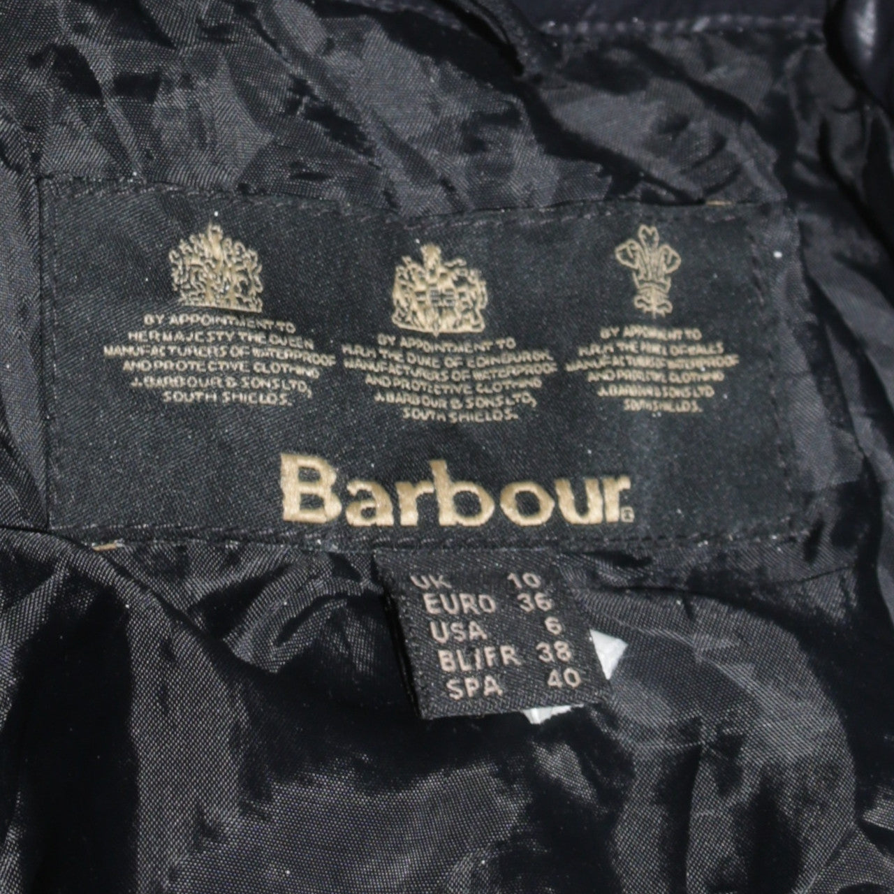 Womens UK Size 10 Barbour Black Quilted Coat