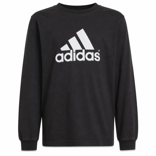 Front view of Adidas boys’ black 2xl pullover sweatshirt with large logo