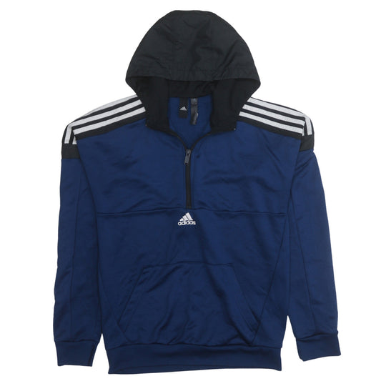 Mens UK Size M adidas Blue 1/2 Zip Hoodie