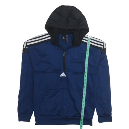 Mens UK Size M adidas Blue 1/2 Zip Hoodie
