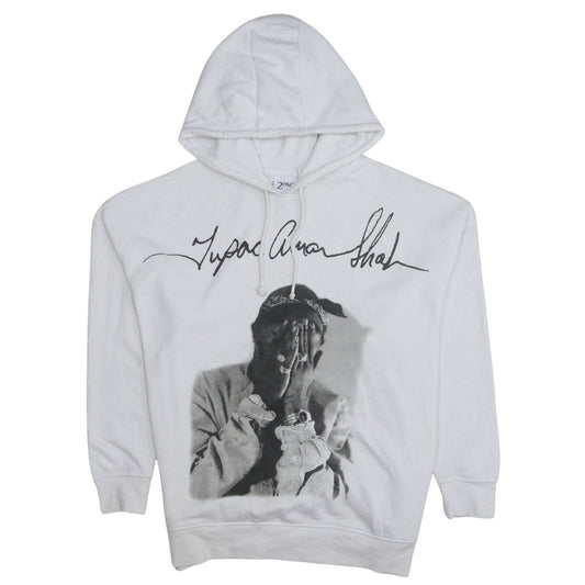 Womens UK Size S 2Pac White Pullover Hoodie