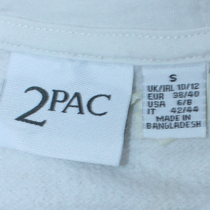Womens UK Size S 2Pac White Pullover Hoodie