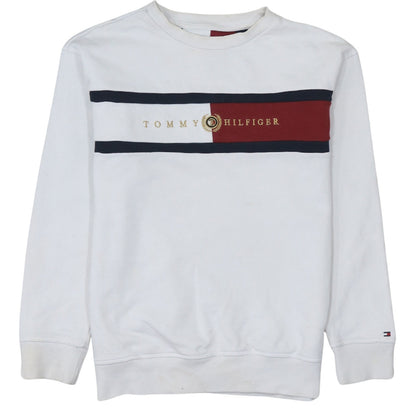 Tommy Hilfiger Boys White Colourblock Logo Sweatshirt Size 152 Pullover