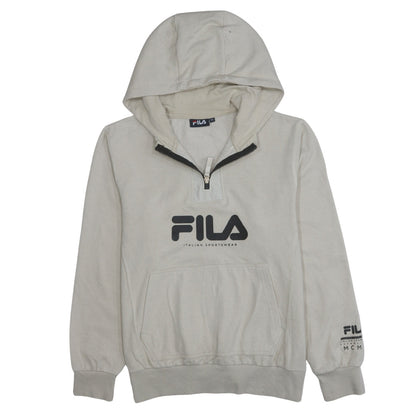 Mens UK Size M FILA Beige 1/2 Zip Hoodie