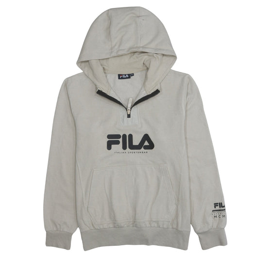 Mens UK Size M FILA Beige 1/2 Zip Hoodie