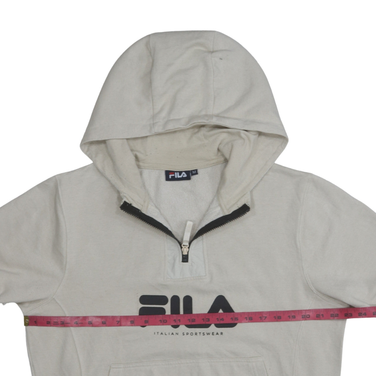 Mens UK Size M FILA Beige 1/2 Zip Hoodie