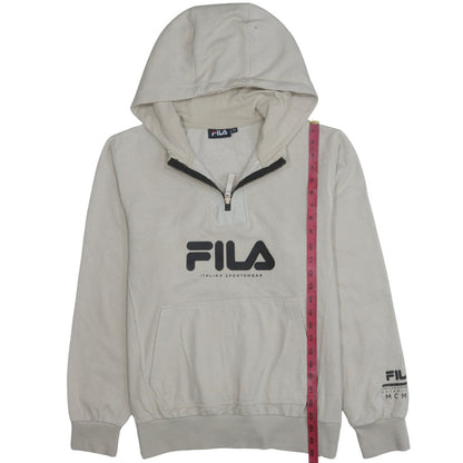 Mens UK Size M FILA Beige 1/2 Zip Hoodie
