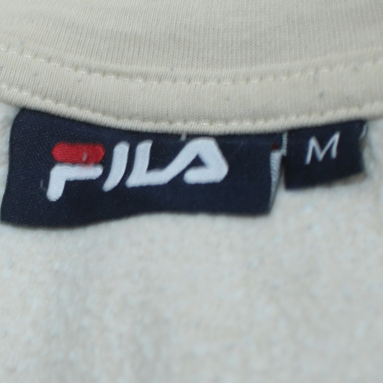 Mens UK Size M FILA Beige 1/2 Zip Hoodie
