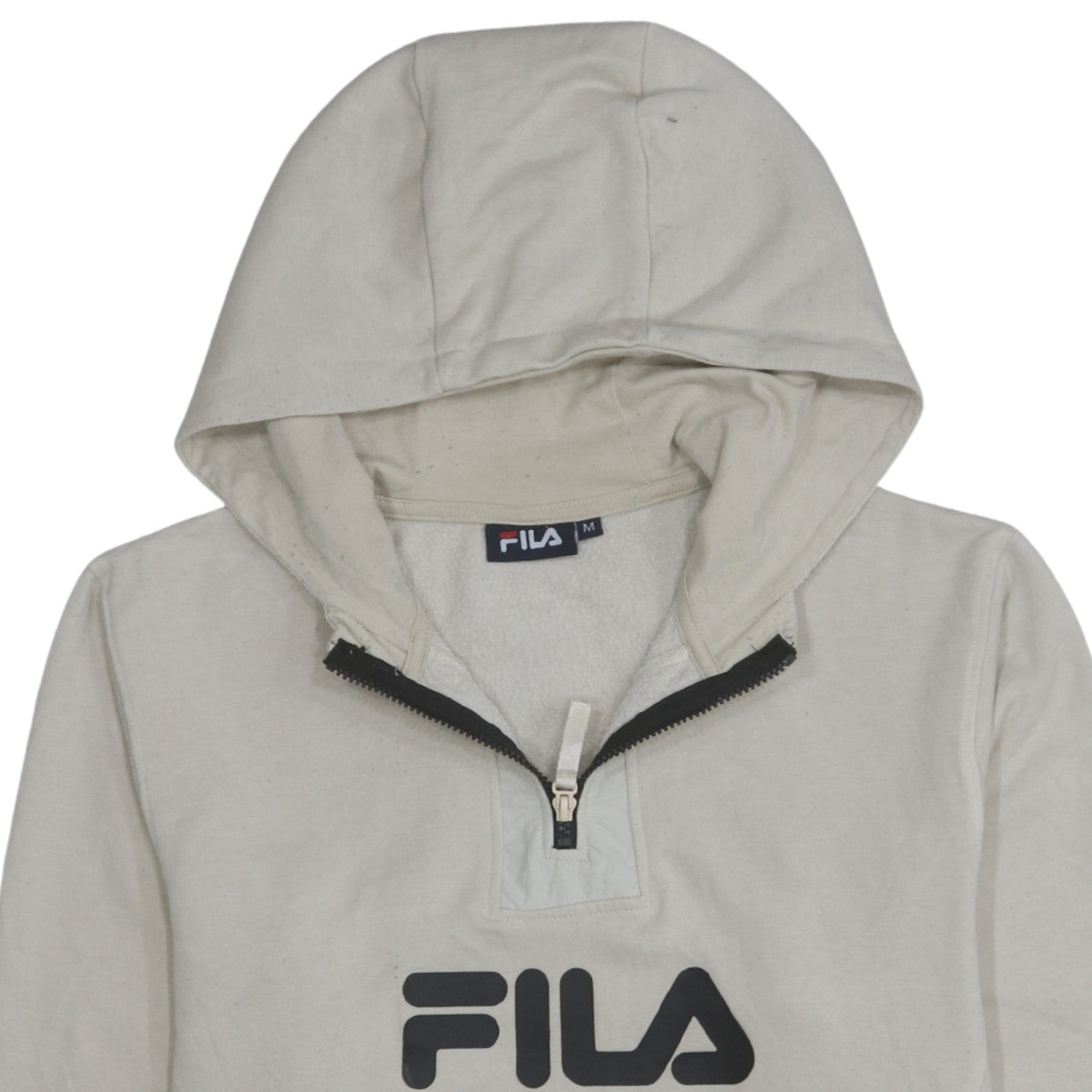 Mens UK Size M FILA Beige 1/2 Zip Hoodie