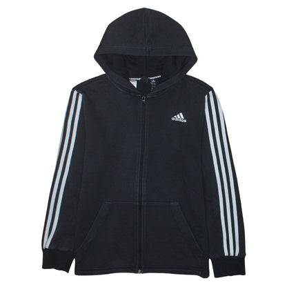 Adidas Boys Black Full Zip Hoodie 13-14 Years Regular Fit Sportswear