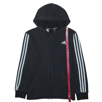 Adidas Boys Black Full Zip Hoodie 13-14 Years Regular Fit Sportswear