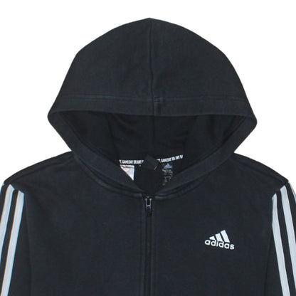 Adidas Boys Black Full Zip Hoodie 13-14 Years Regular Fit Sportswear
