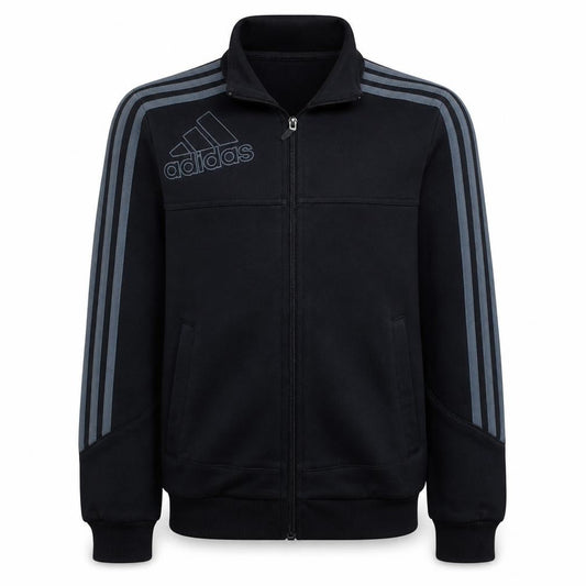 Front view of Adidas boys’ black track jacket 14 years full zip sports activewear