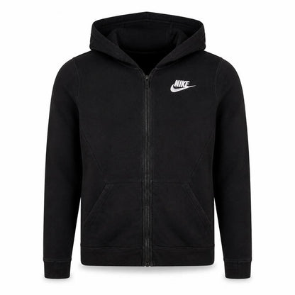 Front view of Nike boys’ black full zip hoodie xl 158-170cm fleece sportswear
