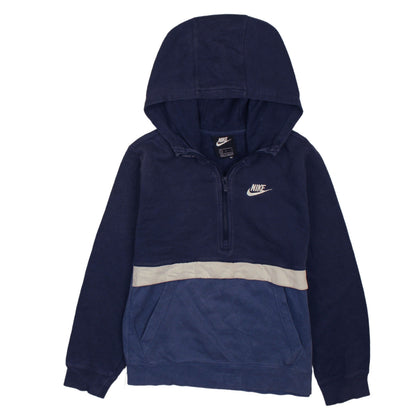 Nike Boys Blue Colourblock Fleece 1/4 Zip Hoodie Size L