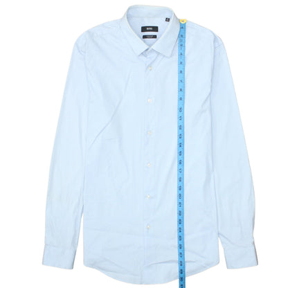 Hugo Boss Mens Blue Extra Slim Fit Stretch Button-Up Shirt 15.5in