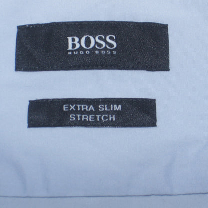 Hugo Boss Mens Blue Extra Slim Fit Stretch Button-Up Shirt 15.5in