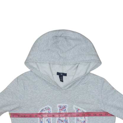 Gap Womens Grey Floral Logo Pullover Hoodie Size S