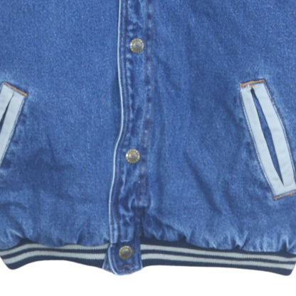 Route 66 Women's Blue Denim Varsity Jacket Size 16 Hooded Casual