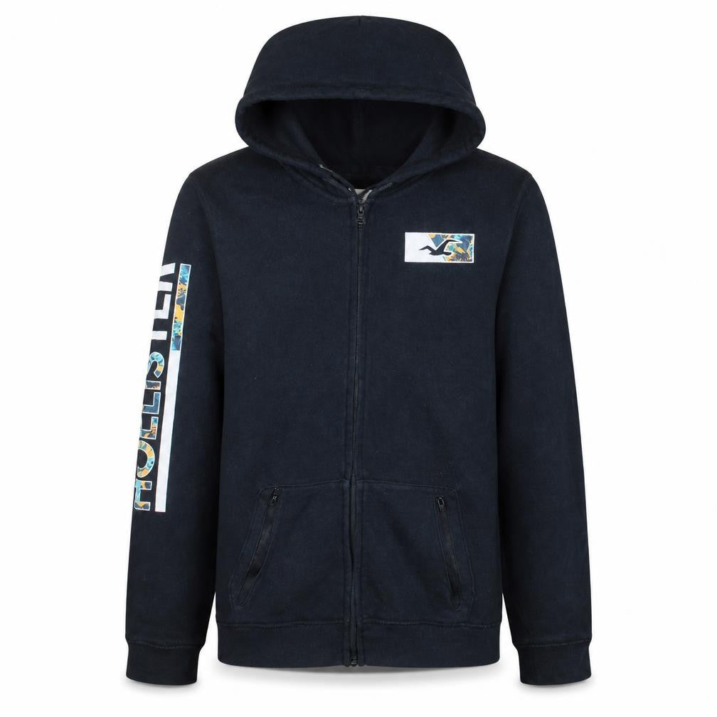 Mens UK Size L Hollister Black Full Zip Hoodie