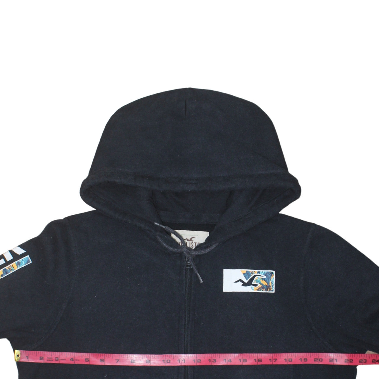 Mens UK Size L Hollister Black Full Zip Hoodie