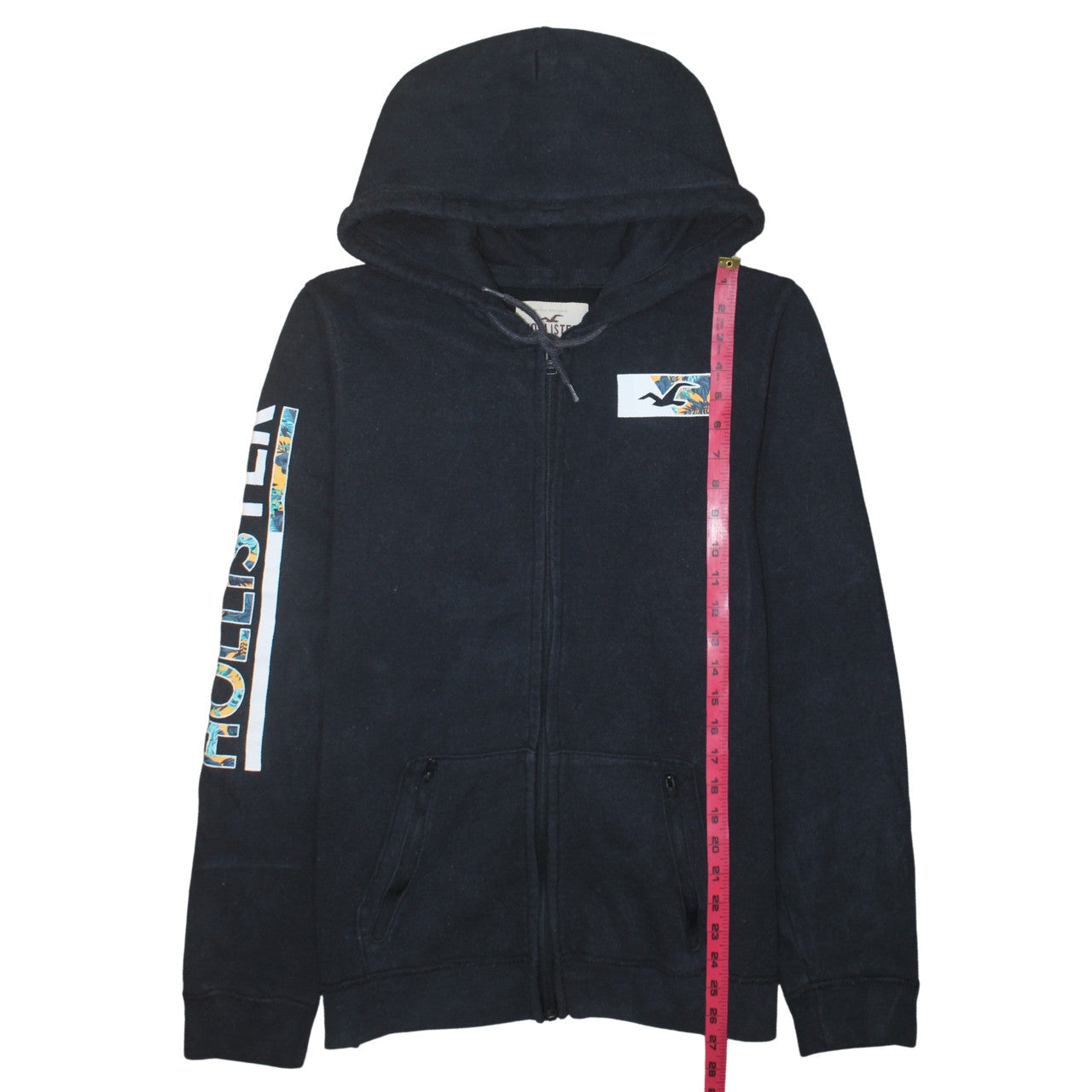 Mens UK Size L Hollister Black Full Zip Hoodie