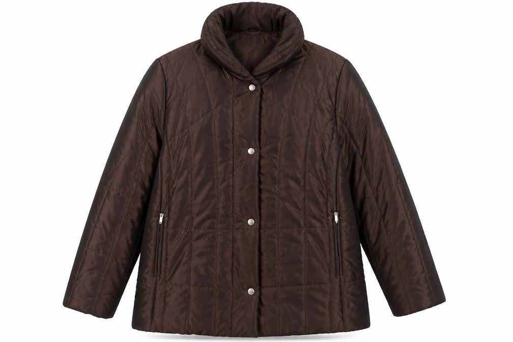 Hucke Women Brown Quilted Mid-Length Jacket Size 16