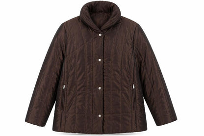Hucke Women Brown Quilted Mid-Length Jacket Size 16