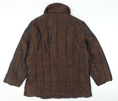 Hucke Women Brown Quilted Mid-Length Jacket Size 16
