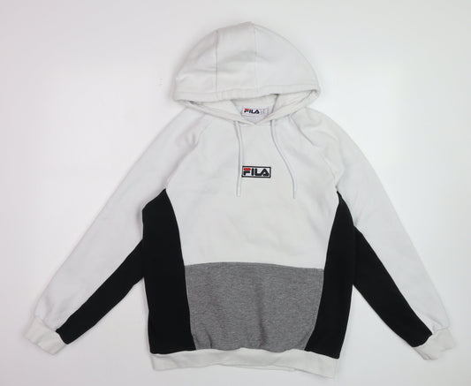 Mens UK Size M FILA White Pullover Hoodie