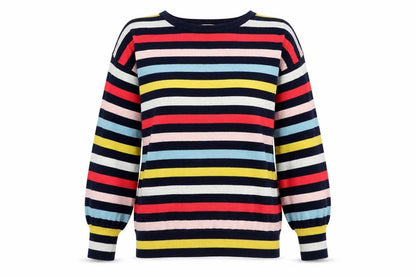 Boden Women Multicoloured Striped Wool Cotton Crew Neck Jumper Size M