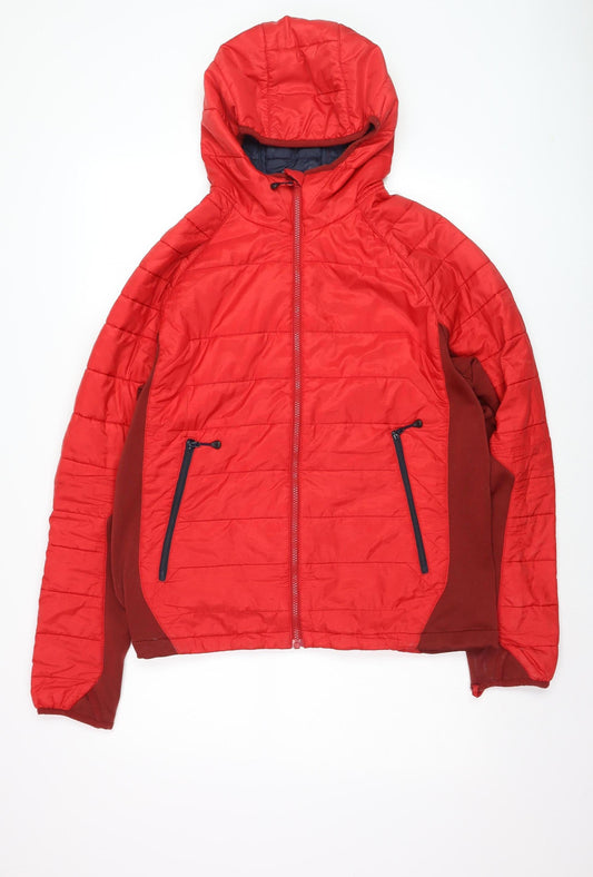 Jack Wolfskin Men's Red Hooded Puffer Jacket Size M Regular Fit