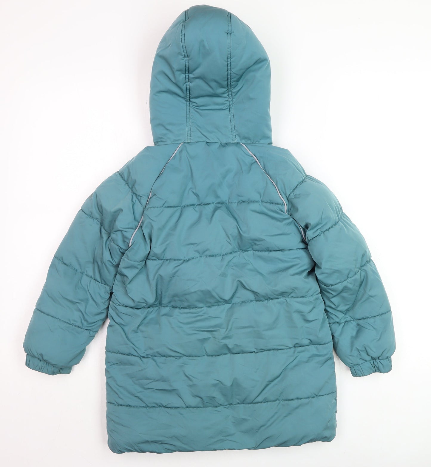 FatFace Girls Blue Hooded Puffer Coat 6-7 Years Winter Insulated Jacket