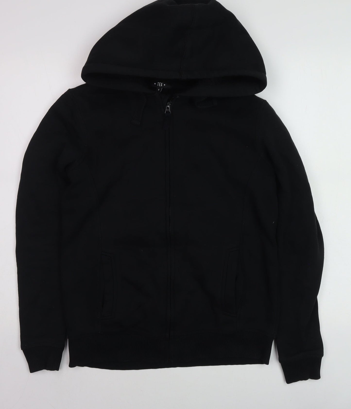 Mens UK Size S TEX Black Full Zip Hoodie