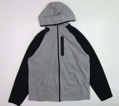 Mens UK Size L U.S. Athletic Grey Full Zip Hoodie