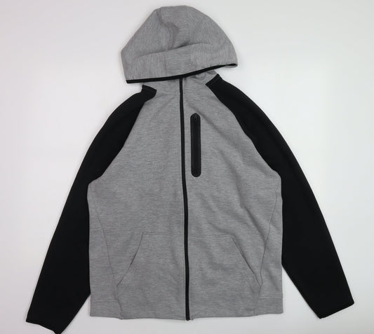 Mens UK Size L U.S. Athletic Grey Full Zip Hoodie