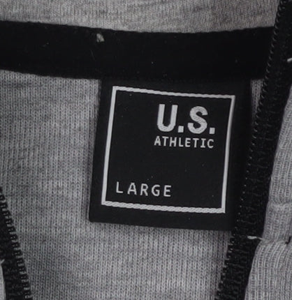 Mens UK Size L U.S. Athletic Grey Full Zip Hoodie