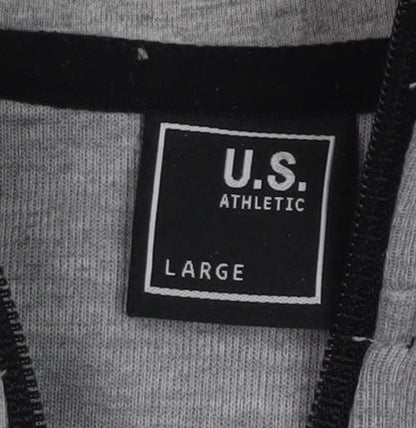 Mens UK Size L U.S. Athletic Grey Full Zip Hoodie